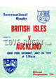 Auckland v British Isles 1971 rugby  Programme